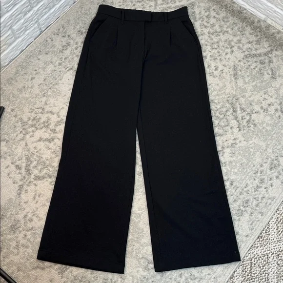 AMERICAN EAGLE WIDE LEG TROUSER WITH STRETCH BLACK HIDDEN CLOSURE SZ 8 Long - Picture 16 of 16